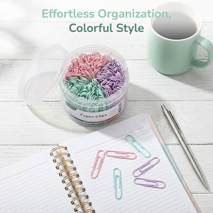 Multicolor Jumbo Paper Clips, Pastel, 1.3 Inch & 2 Inch, 400pcs | Office, School & Home, Document Organizing
