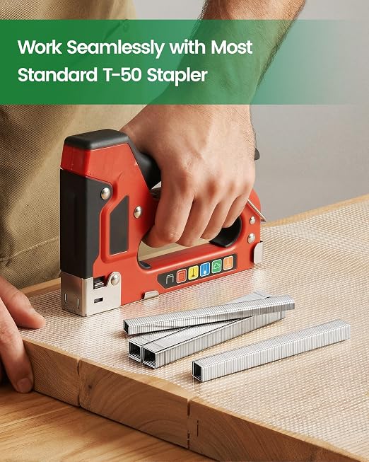 meite T50 Stainless Steel Staples Marine, 1/4", 3/8" and 1/2" Leg Staples for Staple Gun, 2,520 Counts, 304 Stainless Steel, 20 Gauge 3/8 Inch Crown T50 Upholstery Staple for Marine Applications