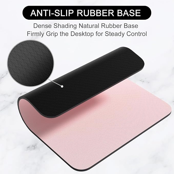 Hsurbtra Mouse Pad, Premium-Textured Square Mousepad 7 x 9 Inch, Thick 3 mm Anti-Slip Waterproof Rubber Pretty Cute Computer Mat for Office Gaming Laptop Women Kids Pink