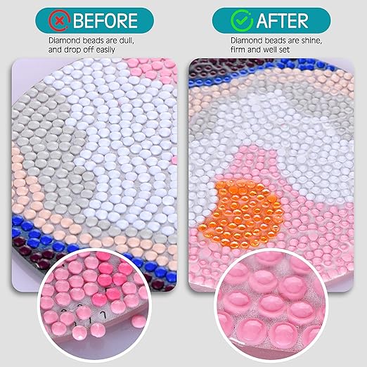 Large Diamond Painting Glue with Silicone Applicator Helps Retain Your Diamond Permanent Hold & Shine Effect for Diamond Art Coasters, Jigsaw Puzzles, and Crafts (3 x 8.8 Fl Oz)