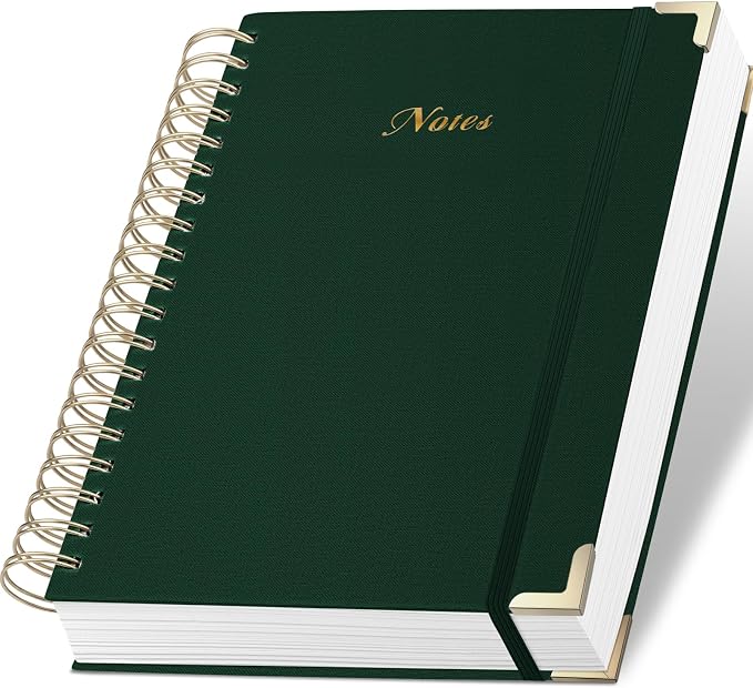 Spiral Notebook Journal, 328 Pages Linen Hardcover College Ruled Notebook, Lined Thick Journals for Women Men, A4 Thick Spiral Journal for Writing, 100GSM Paper, Cute Notebooks for Work School