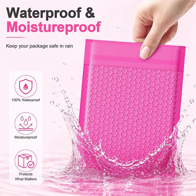 Small Bubble Mailers 4x8 Inch 100 Pack Waterproof Padded Envelopes Self Seal Adhesive Shipping Bags for Mailing Cards Jewelry Makeup and Small Business Packaging