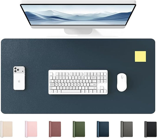 YSAGi 35.4" x 17" Large PU Leather Desk Mat for Keyboard and Mouse - Waterproof Non-Slip Desk Pad Protector for Office, Home, Writing Desk, Dark Blue