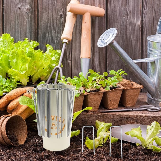 Whonline 400 Pack Landscape Staples 6 Inch, Galvanized Garden Stakes | U-shaped Ground Staples for Landscape Fabric, Yard, Tent, Lawn, Fence, Turf, Sod, Irrigation Pipes, Outdoor Decorations