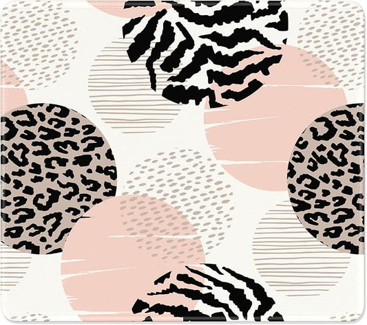 Mouse Pad, Minimalism Marble Style Computer Pad, Anti-Slip Rubber Mouse Mat with Stitched Edges for Gaming, Office, Laptop, PC, Women, 9" x 8" Thick 3 mm, Bohemian Leopard