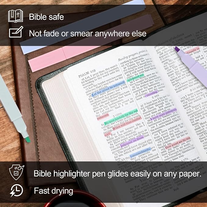 Utron 12pcs Bible Highlighters, Pastel Highlighter Set, No Bleed Bible Highlighters (12 Color)