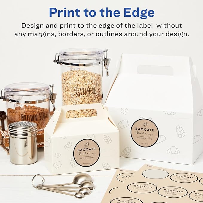 Avery Kraft Brown Round Labels with Sure Feed Technology, 2.5" Diameter, Print to the Edge, Laser/Inkjet Printable Labels, 225 Total (22808)