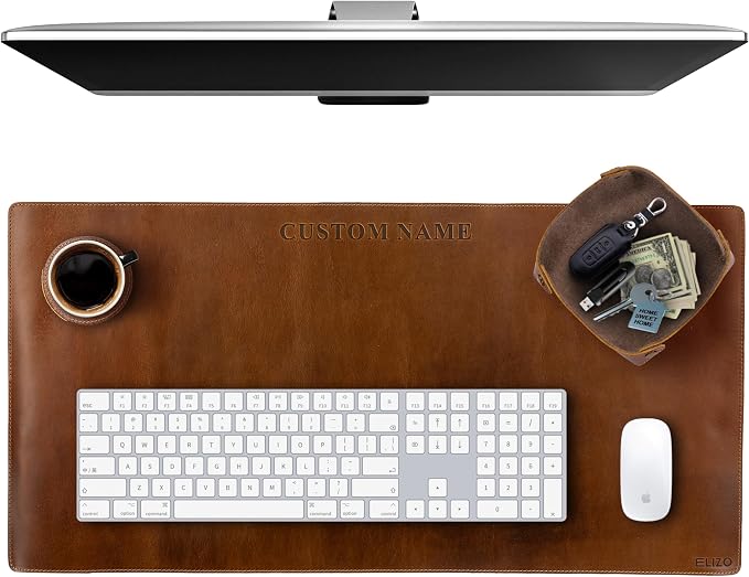 Personalized Custom Desk Pad Set Real Leather Desk Mat Mouse Pad Unique Gifts for Him Her Leather Gifts for Men Women Engraved Embossed Monogrammed Corporate Gifts