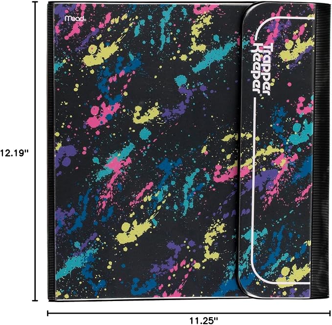Mead Trapper Keeper Binder, Retro Design, 1 Inch Binder with Folders and Pockets, Holds 8-1/2" x 11" Paper, Paint Splatter (260038FO-ECM) (Pack of 6)