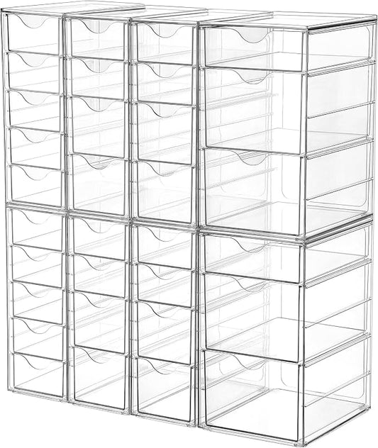 Vtopmart Acrylic Desk Organizer with 32 Drawers for Office, Makeup, Crafts | Clear Storage Drawers for Office Supplies, Desktop Organization for Makeup, Jewelry, Art Crafts, Bead, Pen, Stationary