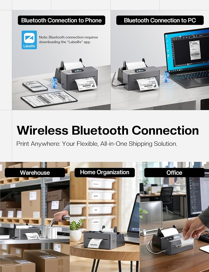Phomemo 4x6 Shipping Label Printer with Touch Screen | Wireless bluetooth thermal label printer for small business & packages, compatible with Amazon Shopify Etsy UPS USPS