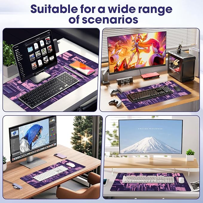 Professional Extended Gaming Mouse Pad - 31.5" x 15.7" Large Desk Mat with Stitched Edges, Waterproof Coating Non-Slip Rubber Base for Gamers Esports Pros Office Home, Street