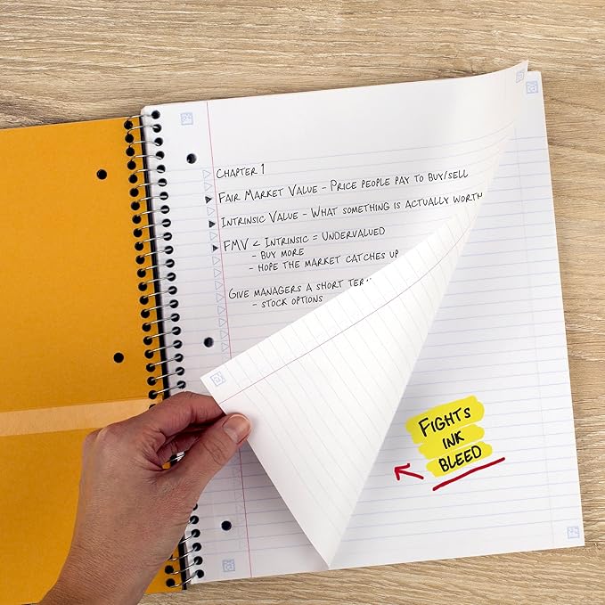 Five Star Spiral Notebook + Study App, 3 Subject, College Ruled Paper, Fights Ink Bleed, Water Resistant Cover, 8-1/2" x 11", 150 Sheets, Green (72067)