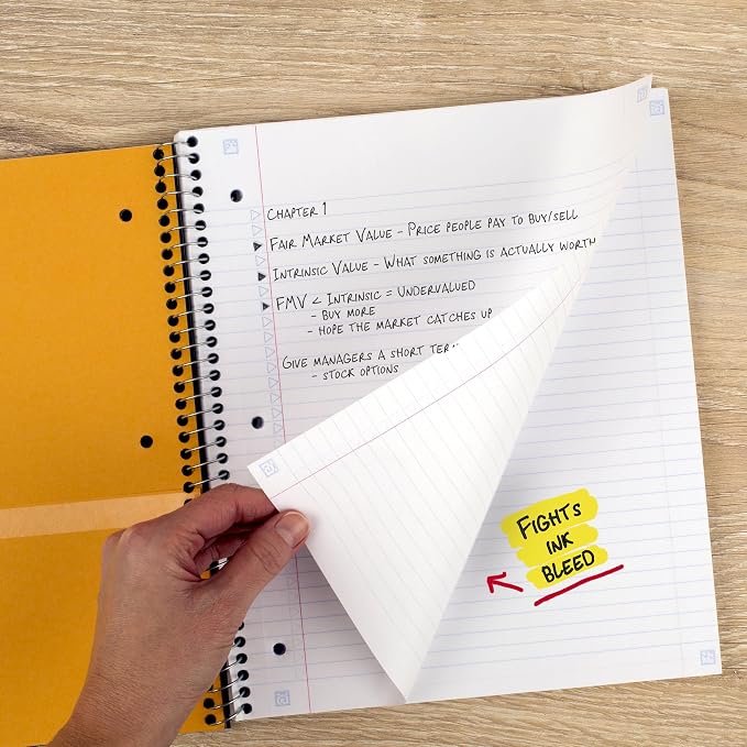 Five Star Spiral Notebook + Study App, 5 Subject, College Ruled Paper, 8-1/2" x 11", 200 Sheets, Fights Ink Bleed, Water Resistant Cover, Black (72081)