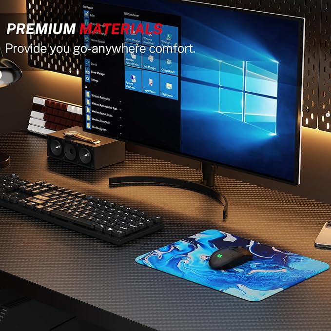 MROCO Mouse Pad [30% Larger] with Anti-Fray Stitched Edges, Premium-Textured Waterproof Surface, Non-Slip Rubber Base, Computer & Gaming Mouse Mat for Laptop, Office & Home, 8.5 x 11 in, Blue Waves