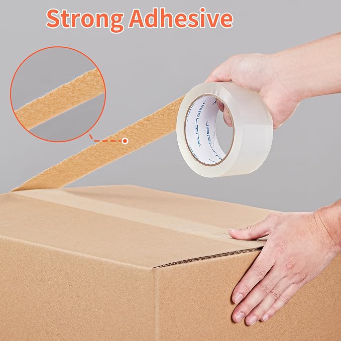 JARLINK 12 Rolls Clear Packing Tape with 2 Dispensers for Shipping | 2.7mil Thick, 1.88 Inches Wide, 55 Yards per Roll, Total 660 Yards, Comes with 2 Tape Dispensers
