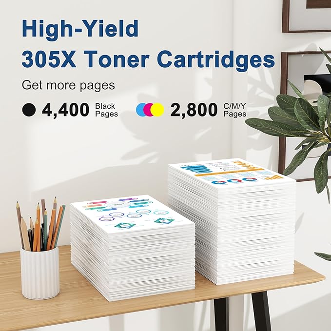305X Toner Cartridge 4 Pack (with Chip) Compatible for HP 305X 305A Replacement for HP Color Laser Jet Pro 400 Color MFP M451dn M451dw M451nw M475dn M475dw M375nw Printer (Black/Cyan/Magenta/Yellow)