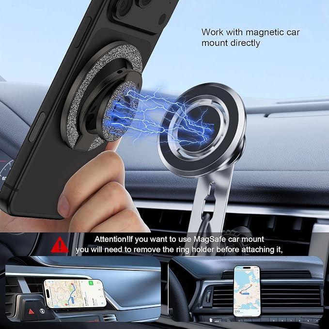 MagSafe Phone Grip Magnetic Finger Holder for Samsung Galaxy S26 S25 Ultra S24 S23 S22 S21 A17 A16 A15,Two-Sided Magnetic Finger Ring Grip Adjustable Kickstand for iPhone 17 Pro Max 16e 16 15 14 13 12
