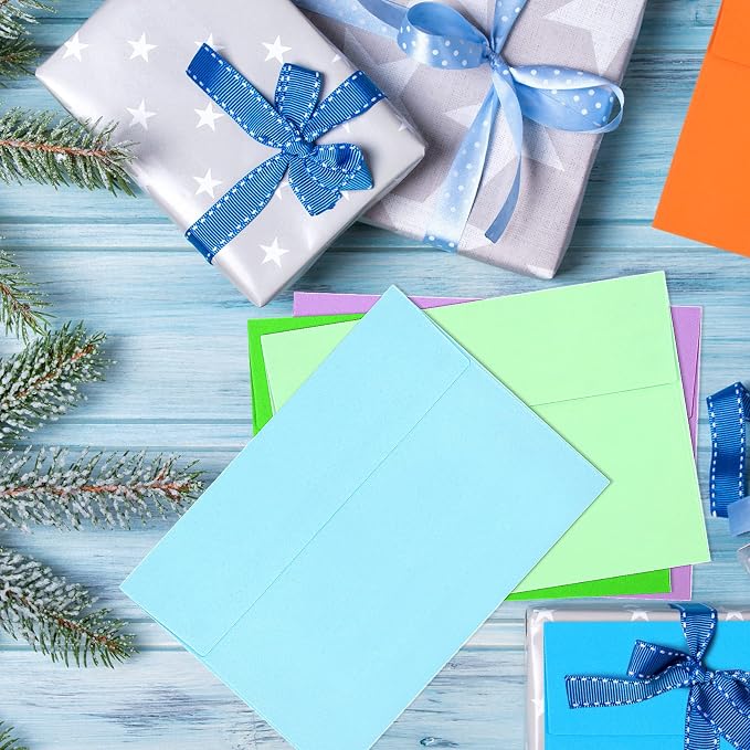 50 Pack Colored Envelope, 5x7 Envelopes, A7 Envelopes for Invitations, Printable Invitation Envelope for Weddings, Invitations, Photos, Postcards, Greeting Cards, Mailing