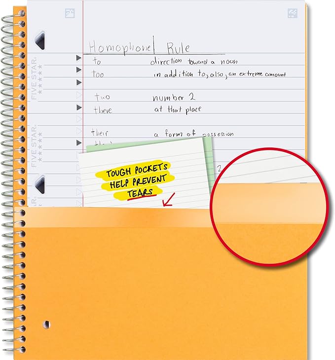 Five Star Spiral Notebook + Study App, 5 Subject, Wide Ruled Paper, 8" x 10-1/2", 200 Sheets, Fights Ink Bleed, Water Resistant Cover, Amethyst Purple (38739) (Pack of 6)