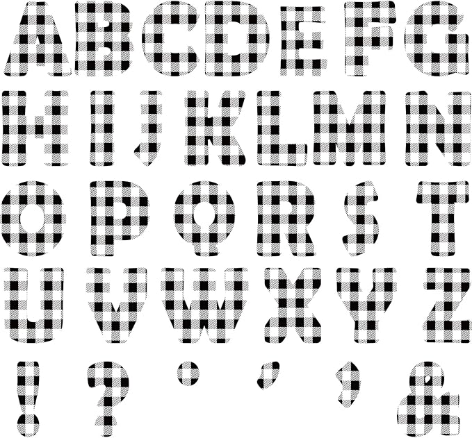Qyeahkj 150 PCS Large 7" Font Bulletin Board Letters Punctuation Cutout Combo Black White Checkered Border Letter Decoration for Classroom Alphabet Poster Wall Bulletin Board Display Home School Decor