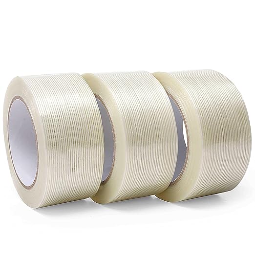 Valley'sYuMiao 3Pack, Mono Filament Strapping Tape, 2in×35yds, 105yds Total, Fiberglass Reinforced Packing, Heavy Duty Wearproof Tape, Extra Thickness 5.5 mils