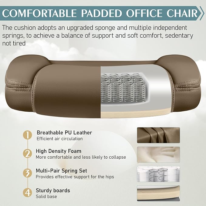 Leather Office Chair, PU Home Computer Desk Chairs with Ergonomic Back Support, 360°Swivel Free，Small Gaming Chair with Wheels and Adjustable Armrests, for Short People Use