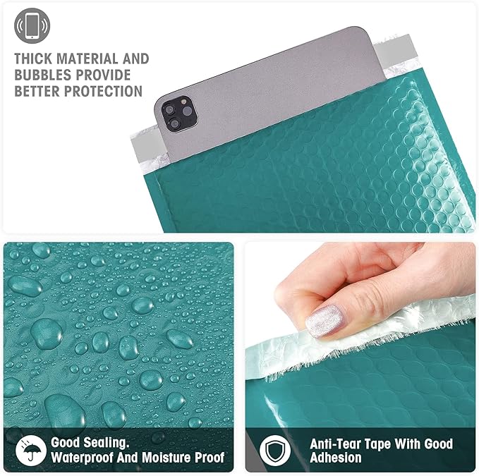 Metronic Bubble Mailers 10.5x16 500 Pack Forest Green Bubble Mailer Usable Size 10.5x15 Self-Seal Padded Envelopes, Packaging Supplies for Business