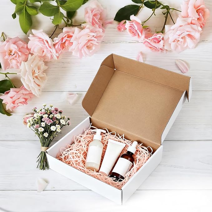 9x6x4 Inches Shipping Boxes Set of 50, White Corrugated Cardboard Boxes, Mailer Boxes for Small Business