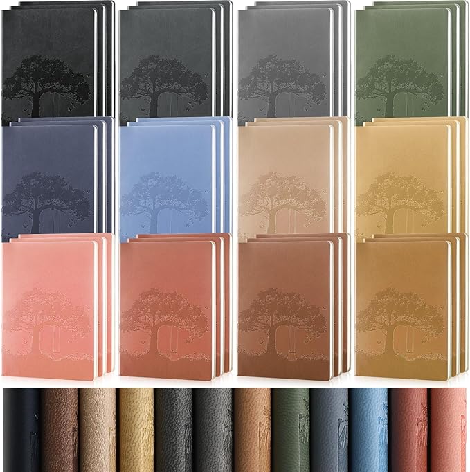 TaoBary 36 Pcs Employee Appreciation Gift A5 PU Leather Journals Bulk Colorful Tree Lined Journal Notebook Soft PU Leather Cover Ruled Writing Notebook for Office School Teacher Nurse (Mixed Colors)