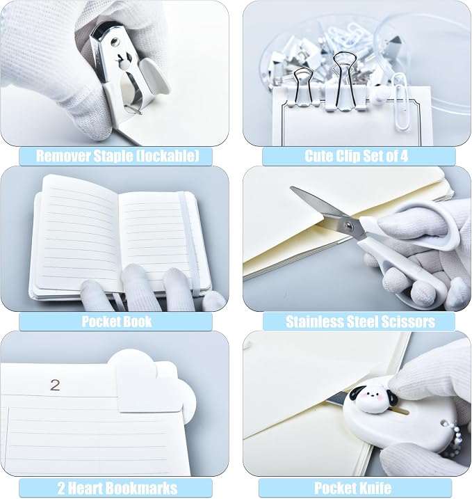White Desk Accessories, 25Pcs White Office Supplies and Desk Organizers, with Tape Dispenser, Stapler, Staple Remover, Ect, Gift Box Packaging