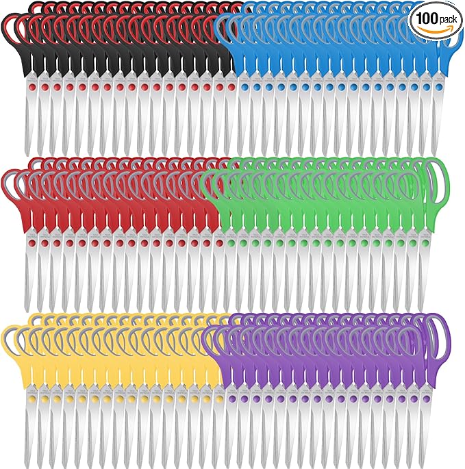 100 Packs 8" Sewing Craft Scissors Bulk,Multipurpose Heavy Duty Sharp Paper Scissors,Stainless Steel Shears for Home Office Student Teacher Supplies