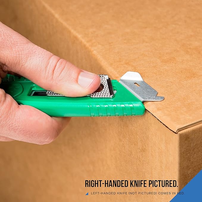 Pacific Handy Cutter S4SL (New E21204-2) Self-Retracting Safety Cutter Fixed Metal Guard for Damage Protection, Retractable Utility Knife with Bladeless Tape Splitter, for Warehouse & In-Store Cutting