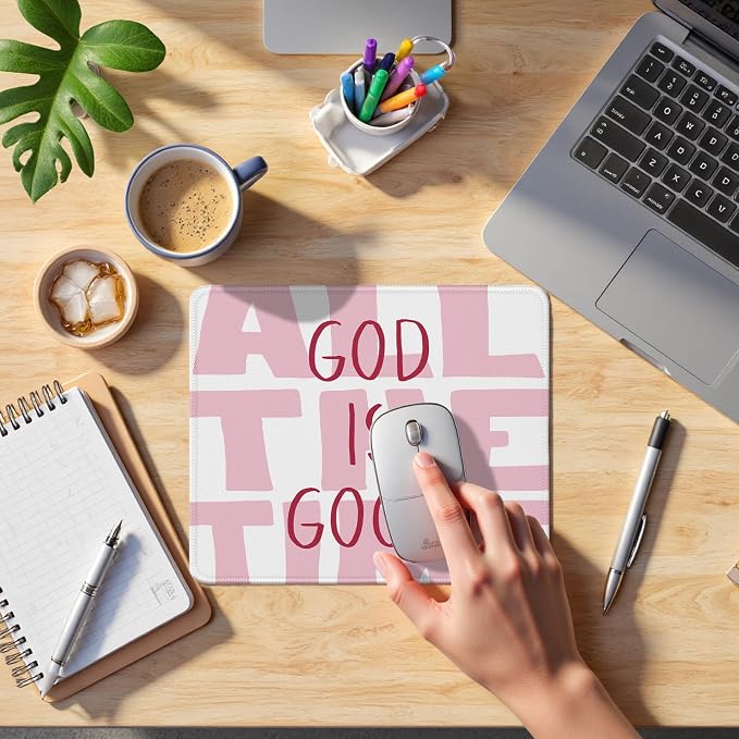 God is Good Christian Mouse Pad, Trendy Pink Aesthetic Bible Verse Mouse Pads Mousepad for Home Office Dorm Computers Laptop Supplies Desk Accessories, 9.5x7.9 Inch
