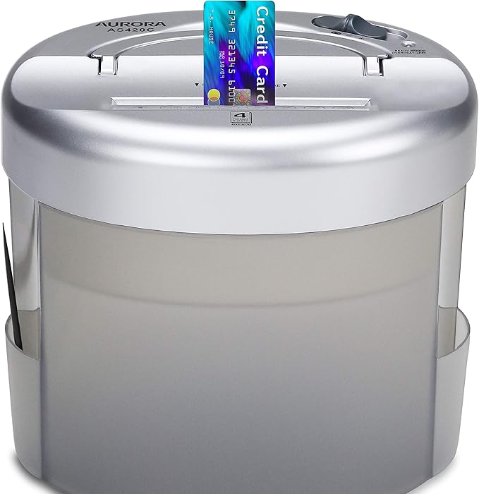 Aurora AS420C Desktop-Style Cross-Cut Paper Shredder, 4-Sheet Crosscut Desktop