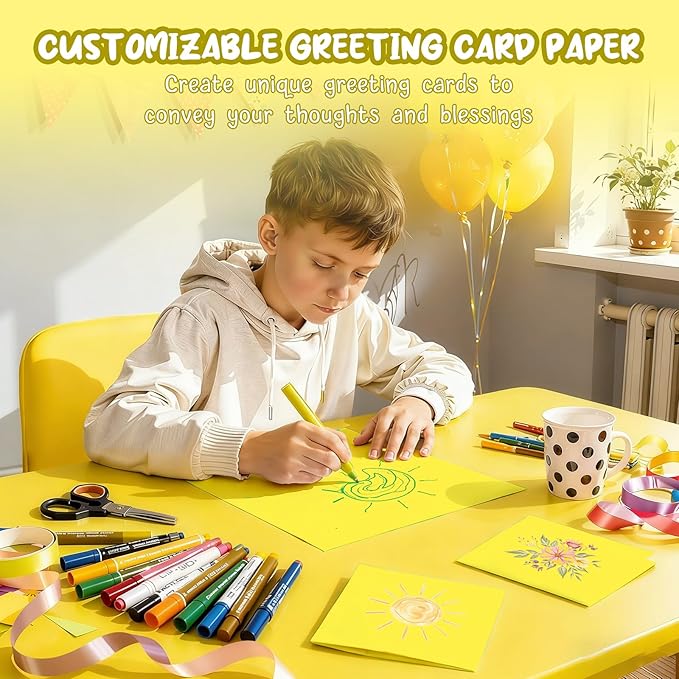 Lemon Yellow Cardstock Paper 8.5 x 11, 40 Sheets Cardstock Printer Paper 8.5x11, Yellow Card Stock Paper 8.5 x 11, 200 GSM Yellow Construction Paper for DIY Cards, Greeting Cards, Party Decorations