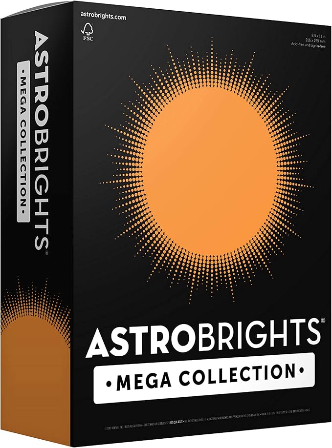 Astrobrights Mega Collection,Colored Paper,Bright Orange,625 Sheets,24 lb/89 gsm,8.5" x 11" - MORE SHEETS! (91619),(Pack of 6)