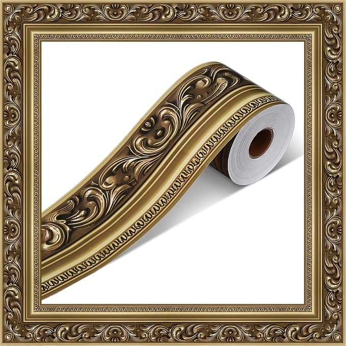Outus 68ft Frame Bulletin Board Border Die-Cut Rolled Trim,Refined | Straight Picture Frame Border, Vintage Style Classroom Chalkboard Decor, Trimmable School Office Party Displays