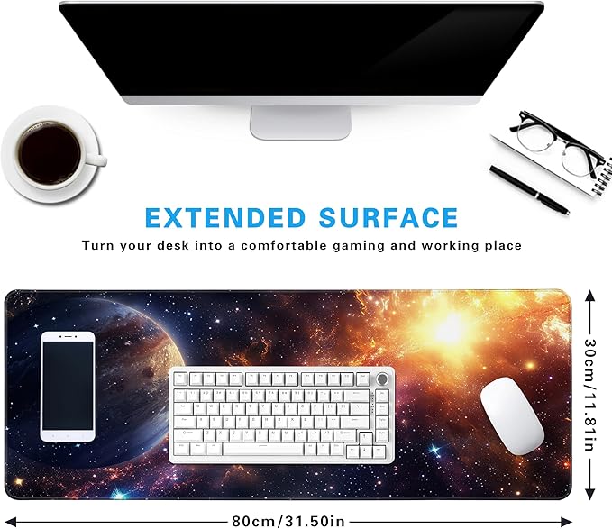Planet Gaming Mouse Pad, Large Extended Mouse Pad Big Computer Mousepad for Home Office Gaming Work 31.5x11.8inch (Star Star)