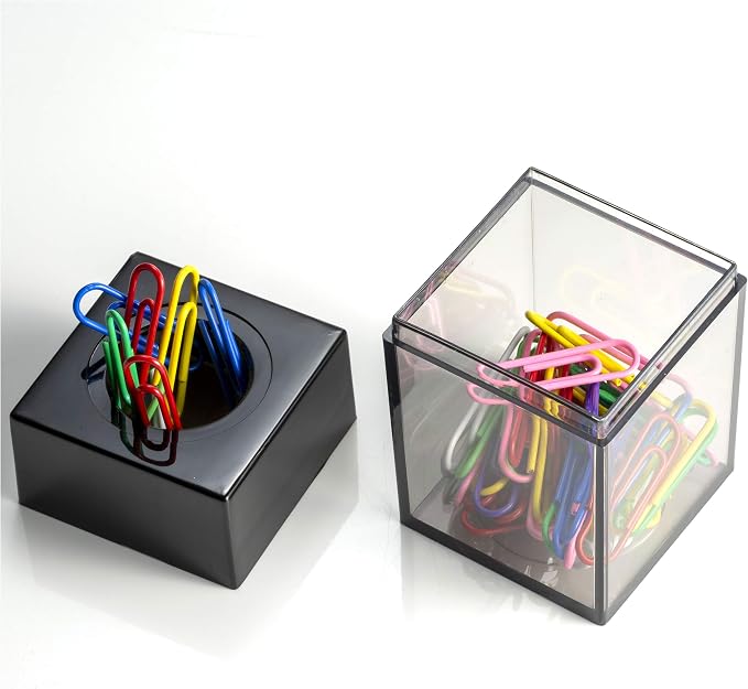 Officemate Small Clip Dispenser with Magnetic Top, Clear/Black (93687)