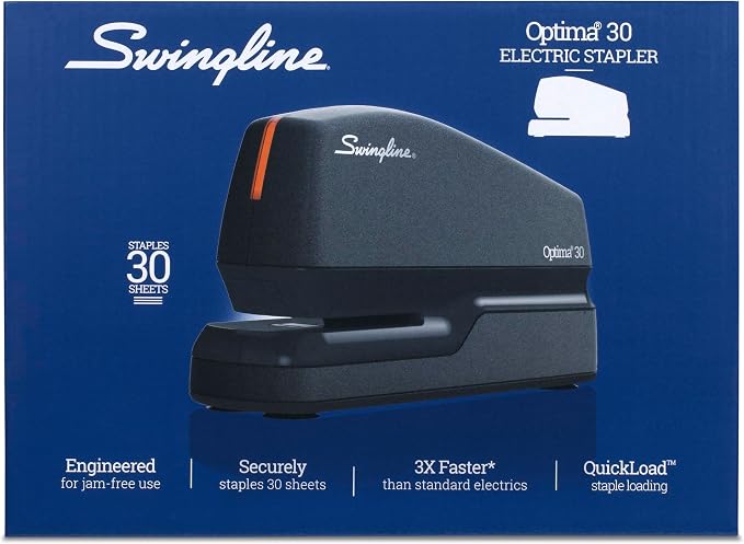 Swingline Electric Stapler, 30 Sheet Capacity, Optima 30, Black (42150) (Pack of 3)