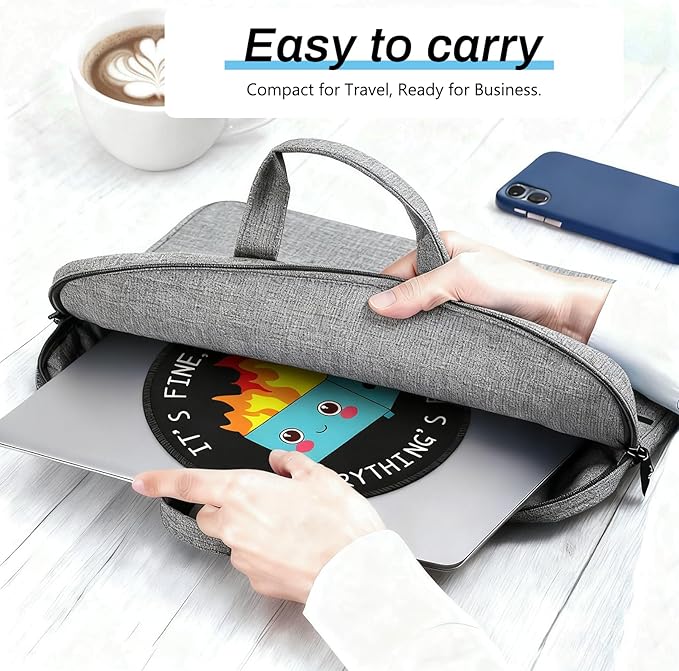 Dumpster on Fire Round Mouse Pad 8.6 x 8.6 Inch, Cute Funny Mousepad for Laptop Gaming, Stitched Edge Non-Slip Rubber Base, Home Office Decor Desk Accessories, It's Fine I`m Fine Everything is Fine