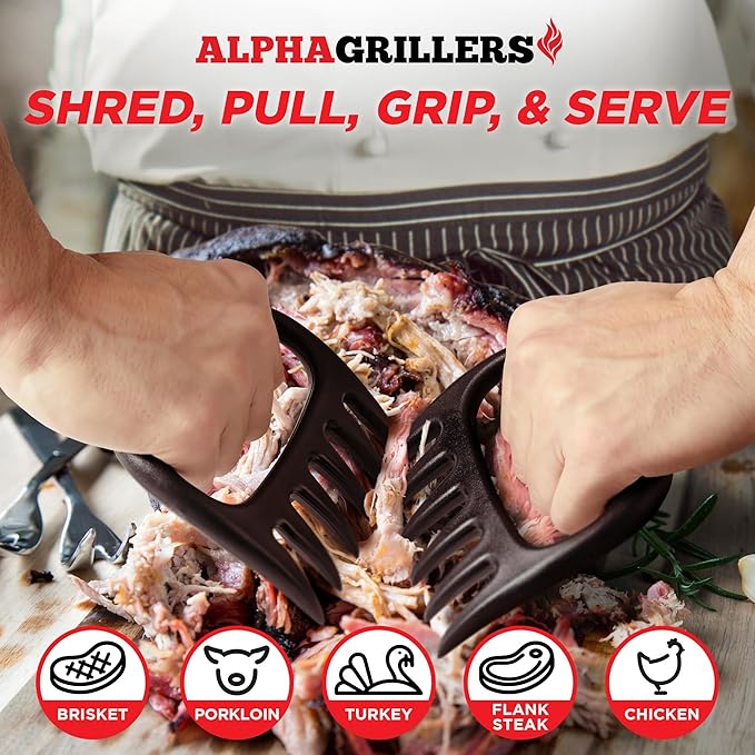 Alpha Grillers Meat Shredder Claws - Grilling Accessories Gifts for Men Dad Him Husband Boyfriend - BBQ Accessories Bear Claws Grill Puller for Cooking Shredding Barbecue Smoker Pulled Pork Chicken