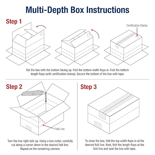 BOX USA Shipping Boxes Multi-Depth 18"L x 12"W x 6"H, 25-Pack | Corrugated Cardboard Box for Packing, Moving and Storage