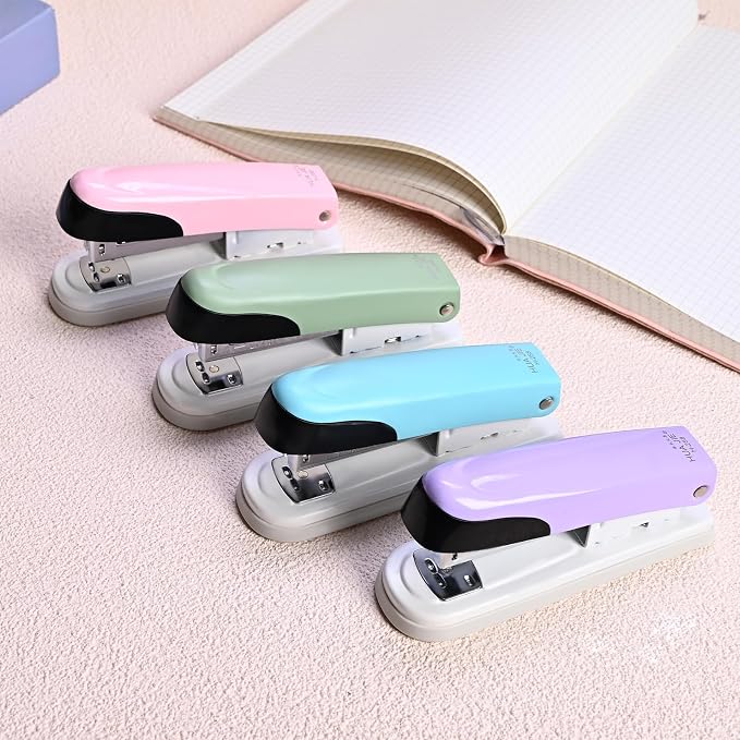 Temiary Stapler, Desktop Metal Staplers with 2000 Standard Staples, 25 Sheet Capacity, One Finger Stapling, Jam Free, No Effort Staplers For Classroom, Office or Desk (Purple)