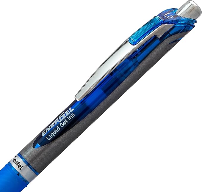 Pentel Energel RTX Retractable Liquid Gel Pen, Bold Line, Metal Tip, Blue Ink Pack of 2 (BL80BP2C)