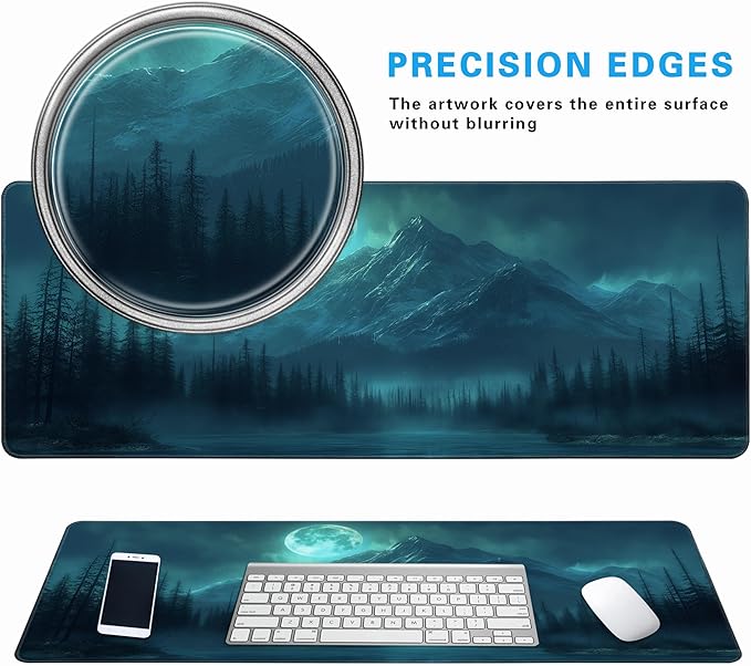Fog Forest Mouse Pad Gaming Mousepad Non-Slip Rubber Base Keyboard Pad Desk Mat for Home Office, 31.5 x 11.8 in