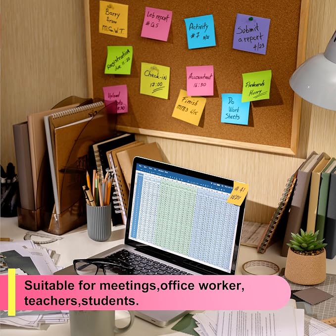 OHOME Sticky Notes - 12 Pads, 3”x3” - Colorful Self-Stick Post Notes Bulk - Office Desk Accessories | Teacher Classroom Must Haves,Aesthetic School Supplies for Home,Back to School Essential