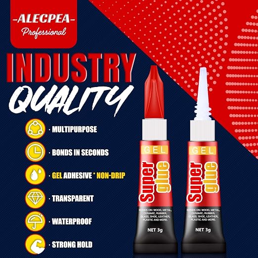 Super Glue Gel, 48 X 3g Tubes for Crafts, Models and Repairs | Cyanoacrylate Gel Bonds Common Plastic, Wood, Metal, Ceramic, Rubber And Leather Surfaces
