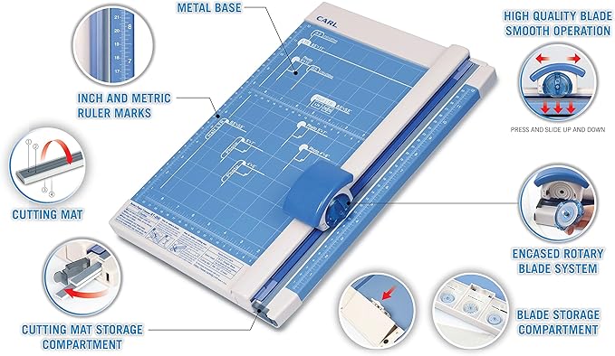 Carl Manufacturing 12200 Rotary Trimmer 12-Inch 10 Sht Cap. 10-1/4-Inch x12-Inch x3/4-Inch GY